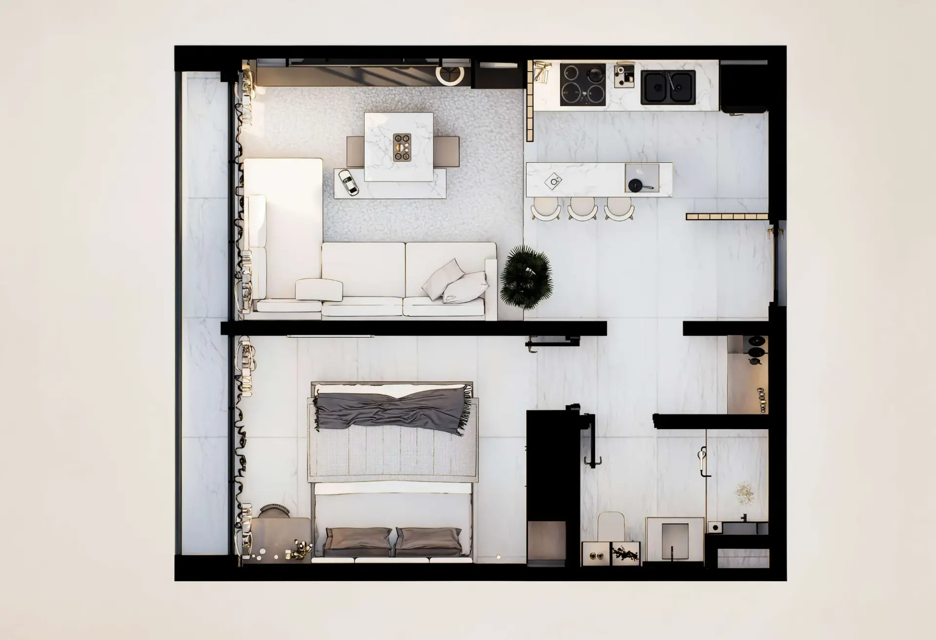 Urban Comfort 1 Bedroom Apartment floor plan